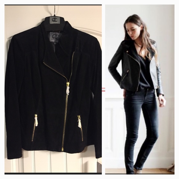 queen collecrion Jackets & Blazers - NEW Genuine Suede Black Moto Jacket